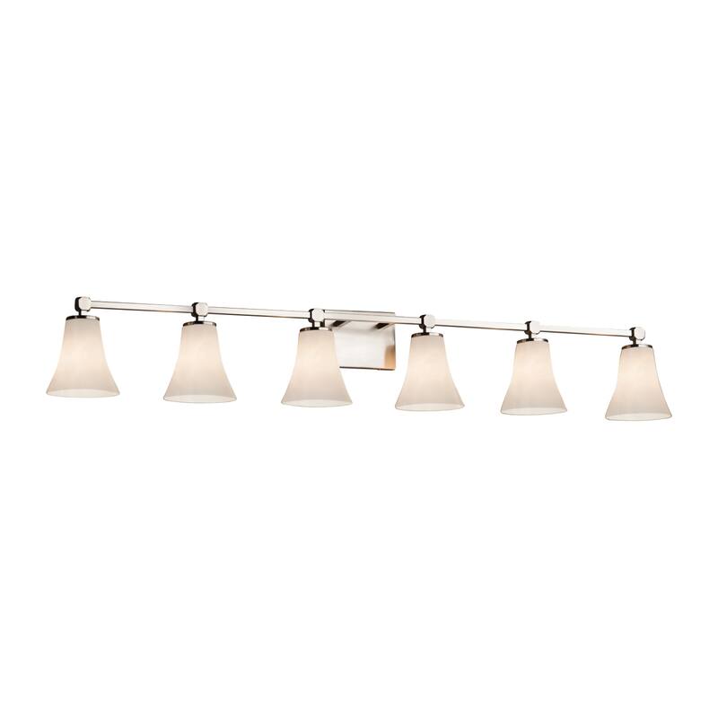 Justice Design Clouds Tetra 6-light Brushed Nickel Bath Bar, Clouds Round Flared Shade - Silver