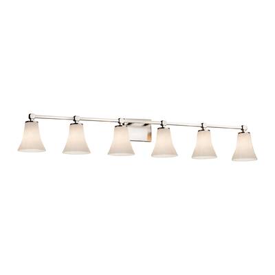 Justice Design Clouds Tetra 6-light Brushed Nickel Bath Bar, Clouds Round Flared Shade - Silver