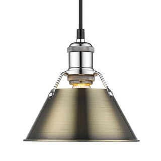 Yep by Golden Lighting Orwell 1-light 8in Pendant in Chrome and Aged Brass shade - Silver
