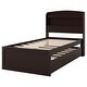 preview thumbnail 15 of 13, Twin XL Platform Bed with Storage LED Headboard, Charging Station, Trundle & 2 Drawers, Sturdy Pine Wood Frame, Dark Brown