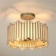preview thumbnail 2 of 26, Tifany Modern Gold 3-Light Drum Glass Chandelier Semi-Flush Mount Ceiling Light D 12.5" x H 10" - Light Gold D12.5"x H10"