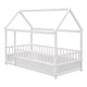 preview thumbnail 8 of 9, House Bed Twin Size Floor Bed with Fence Railings, Montessori Bed Frame, Wood Playhouse Beds for Kids Girls Boys, White