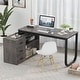 preview thumbnail 25 of 62, L-shaped executive desk With 3 Drawers for Home and Office