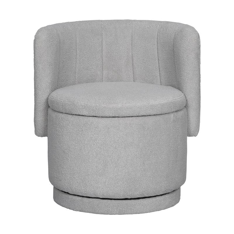 Boucle Fabric Swivel Accent Chair wStorage Space,for Living Room,Gray