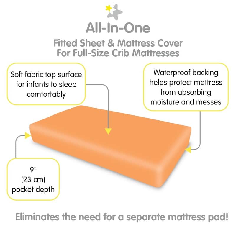 BreathableBaby All-in-One Fitted Sheet & Waterproof Cover for 52" x 28" Crib Mattress (2-Pack)