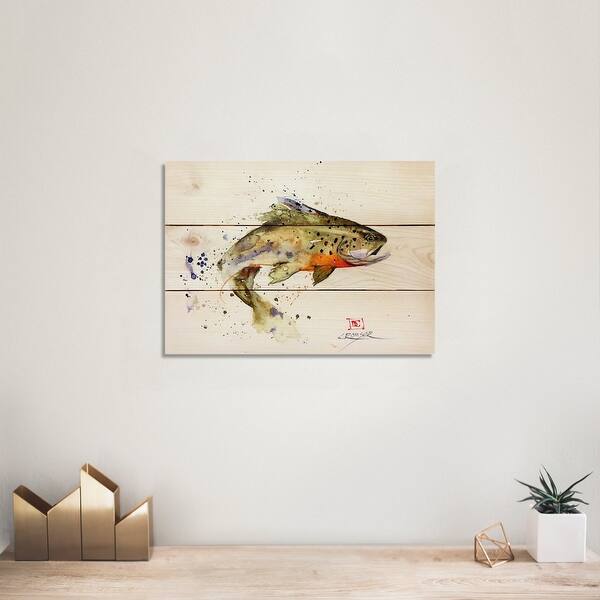 Jumping Trout Painting Wood Print Art Bed Bath & Beyond 35453393