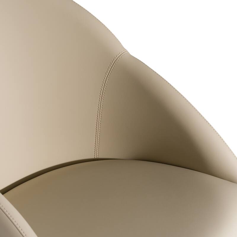 Modrest Michael Mid-Century Modern Beige Vegan Leather & Walnut Dining Chair