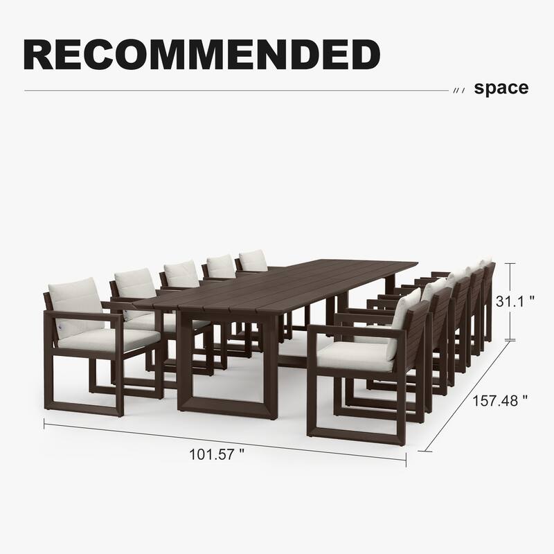 PURPLE LEAF Caesar Outdoor Dining Set Aluminum Luxury Patio Furniture with Olifen Removable Thick Cushion and Pillow-Bronze