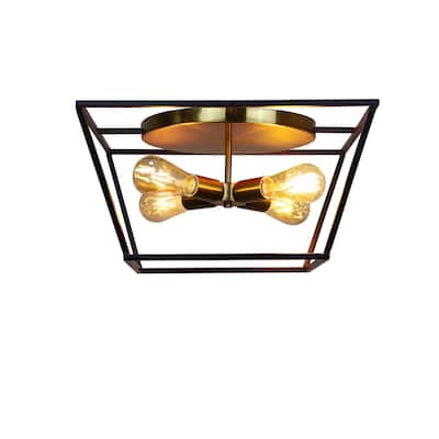 Farmhouse 4-light Two-Toned Flush Mount Fixture - Two Toned