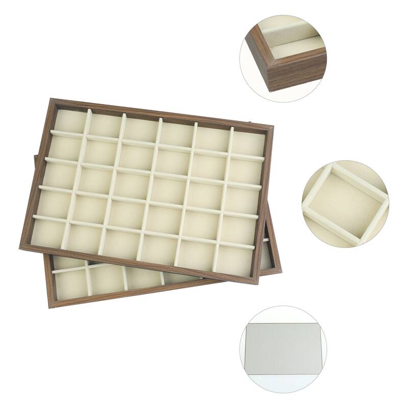 Set of 2 Stackable Velvet Jewelry Organizer Trays with Removable Dividers for Drawers, Jewelry Organizer Drawer Display Case