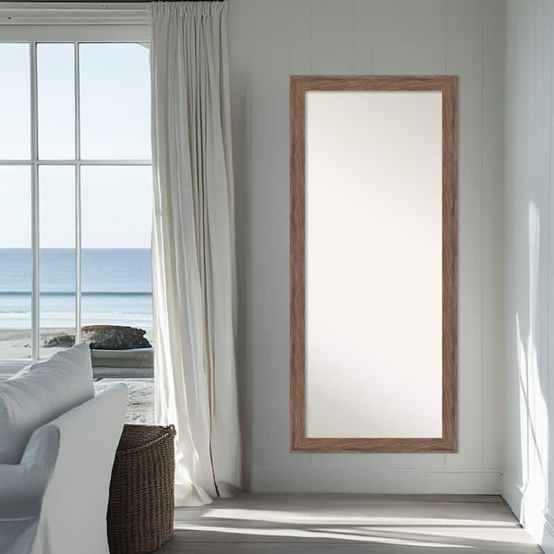 Pia Non-Beveled Framed Full-Length Floor Leaner Mirror - Pia Medium Brown - 29 x 65 in
