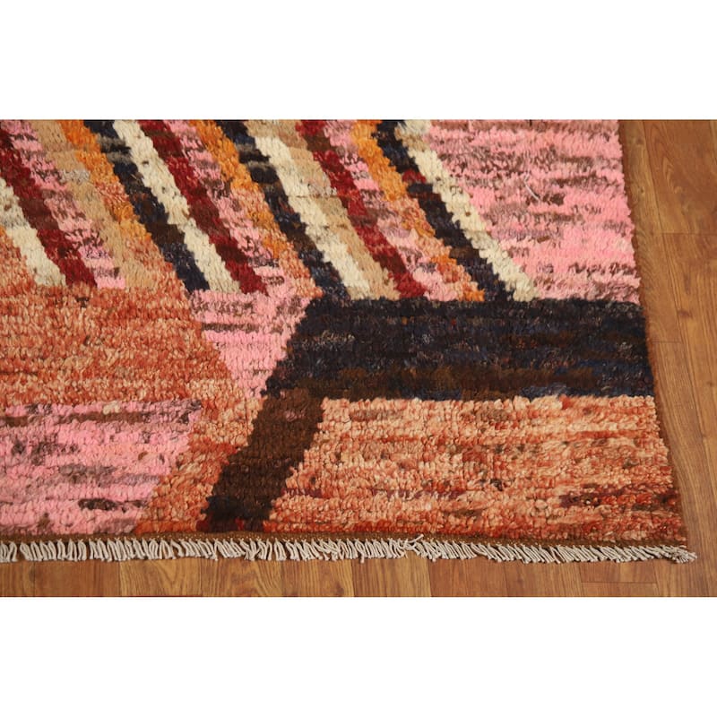 Abstract Geometric Moroccan Oriental Area Rug Handmade Wool Carpet - 6'6" x 9'9"