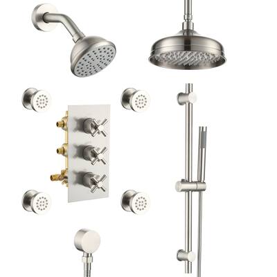 8-In Ceiling Mounted Shower System with Sliding Bar and 4 Body Sprays