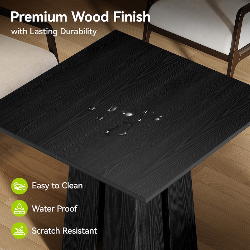 31.5" Rustic Wooden Square Dining Table with Pedestal Base - 31.5 Inch