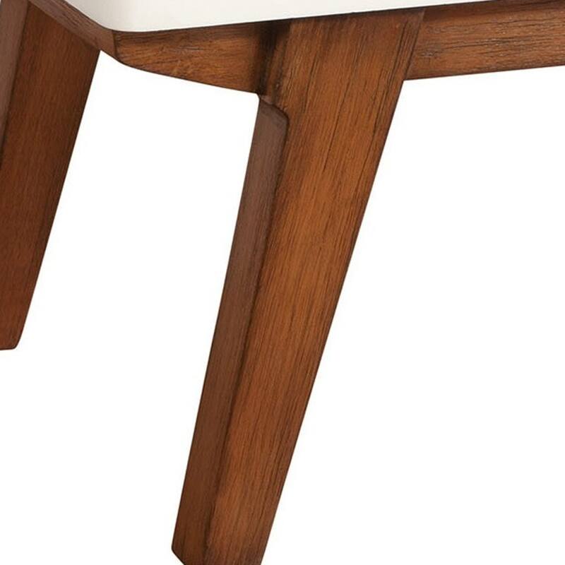 White and Brown Retro 2-Drawer Nightstand with Metal Handles and Splayed Legs