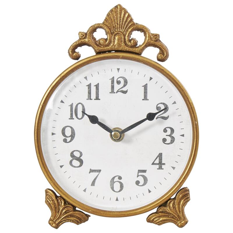 Metal Scroll Antique Style Clock - Gold - Roche River Decor
