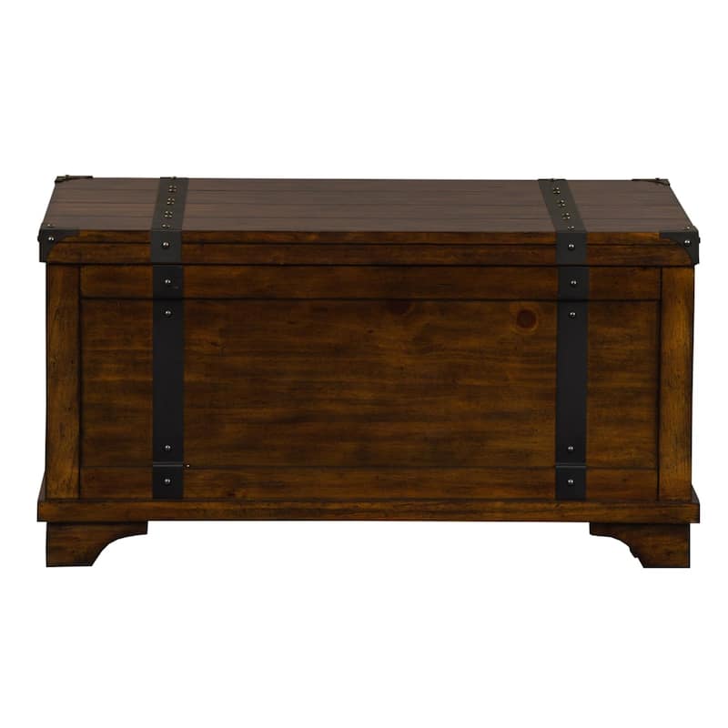 Aspen Skies Russet Brown and Metal Accents Storage Trunk