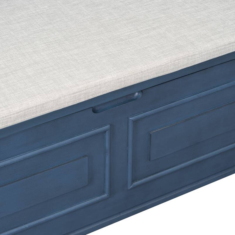 41.9" Rustic Style Solid wood Entryway Multifunctional Storage Bench with Safety Hinge