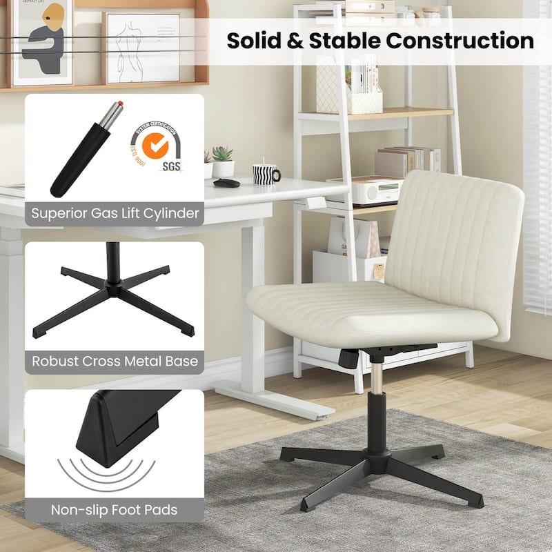 Legged Chair Armless Desk Chair Height Padded Swivel Vanity Chair