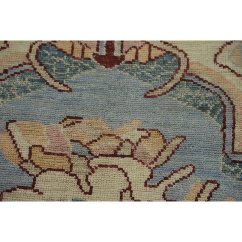 Vegetable Dye Wool Oushak Turkish Area Rug, Medallion Geometric Carpet - 11' 9'' X 9' 0''