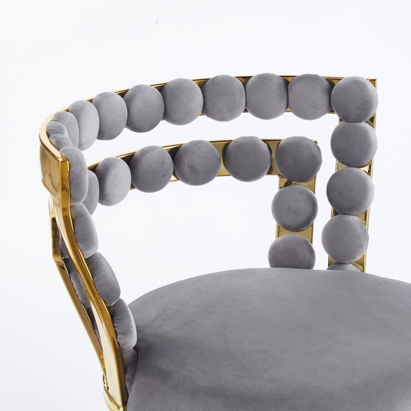 Set of 2 Modern Bar Chair with Golden Color Iron Tube Legs, Soft Cushions and Comfortable Backrest