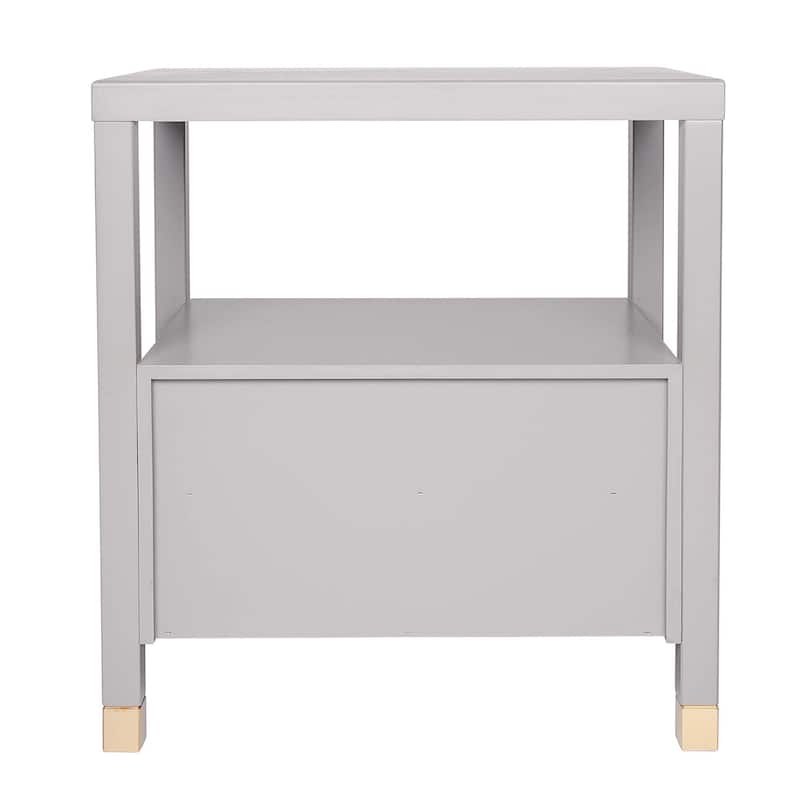 Painted Wood Storage Nightstand With Brass Accents by East at Main
