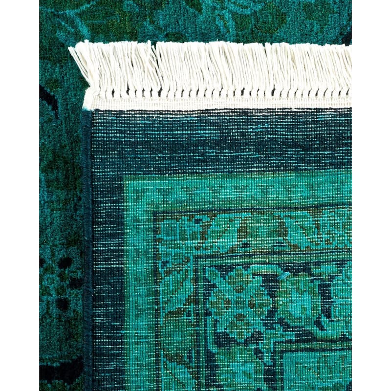 Overton Hand Knotted Wool Vintage Inspired Modern Contemporary Overdyed Blue Area Rug - 8' 3" x 10' 3"