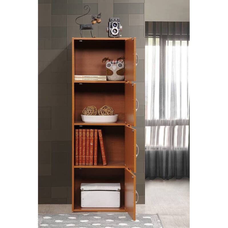 Hodedah 4-Shelf, 4-Door Bookcase