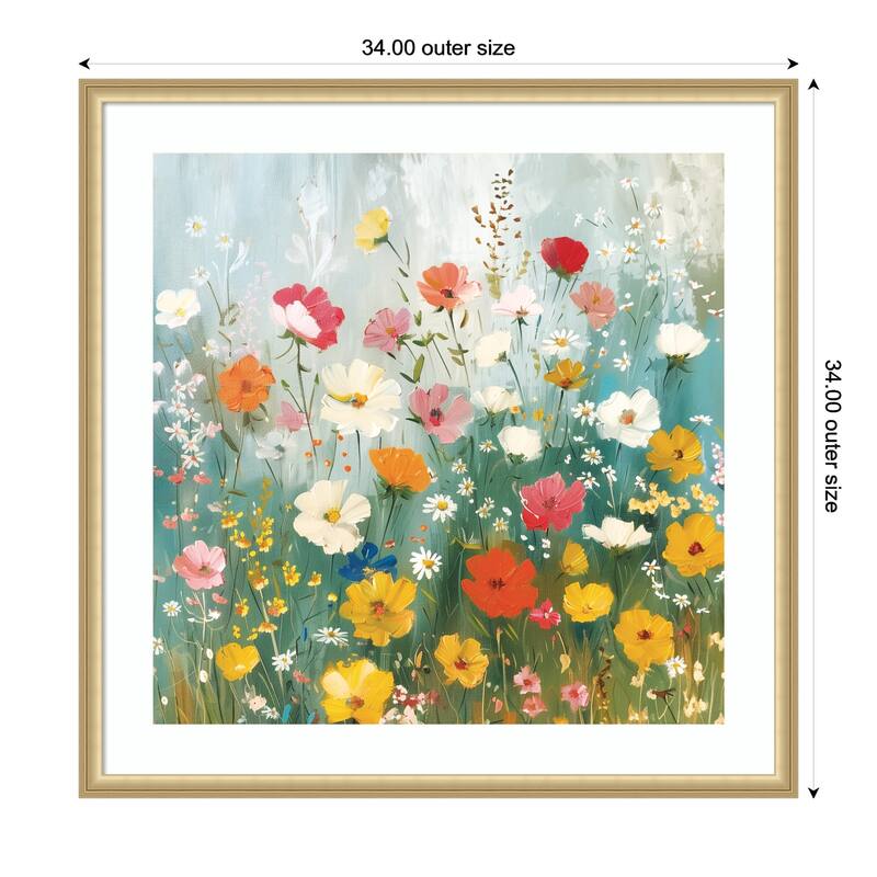 Kate and Laurel Framed Art Boho WIldflower Garden by The Creative Bunch Studio