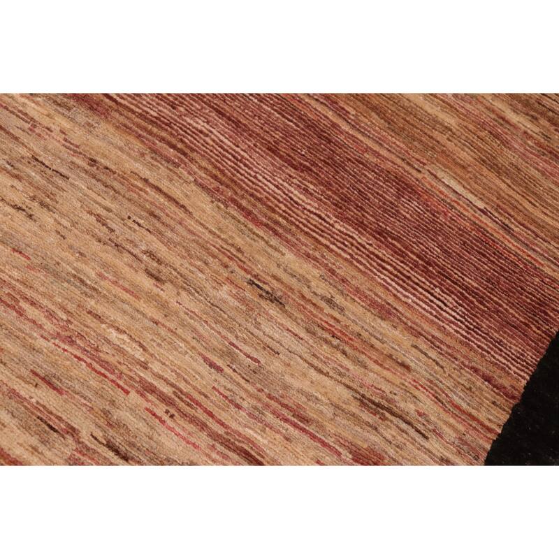 Modern Minimalist Gabbeh Hand Knotted Wool Area Rug