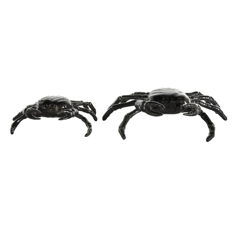Black Aluminum Metal Crab Decorative Sculpture (Set of 2)