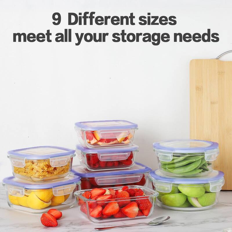 12 Sets Glass Food Storage Containers with Lids, Meal Prep Containers, Airtight Bento Boxes, BPA Free & Leak Proof