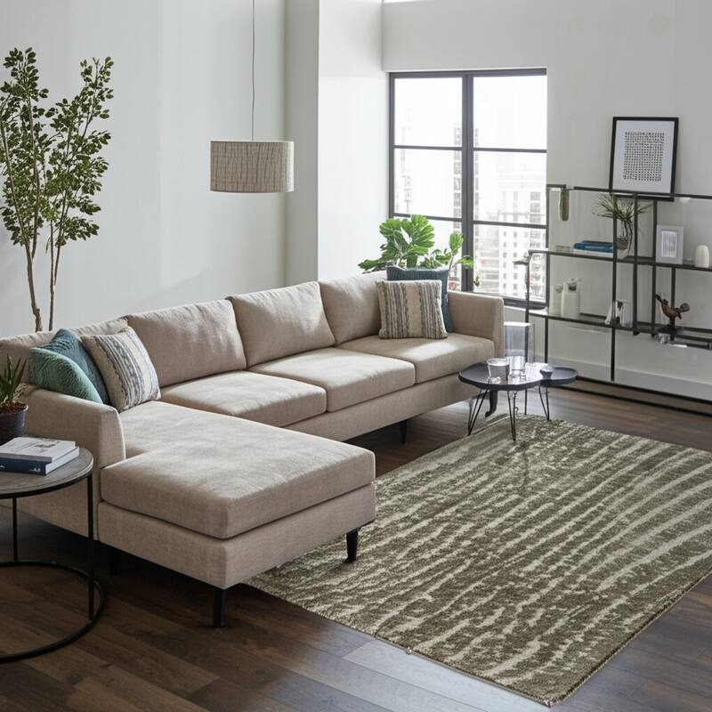 HomeRoots Abstract Industrial Rectangle Area Rug - 120.00 in. x 94.00 in.  x 1.00 in.