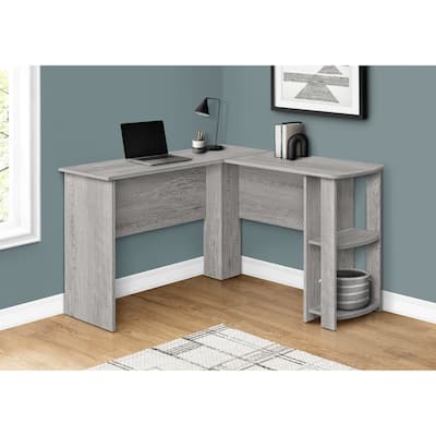 L-Shaped Corner Computer Desk with Storage Shelves, Open Cubbies, and Fixed Shelf