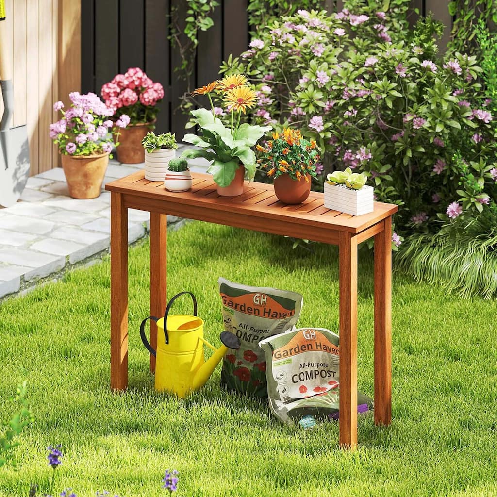 1/2 PCS Outdoor Indoor Dining Table Solid Wood Narrow Plant Stand