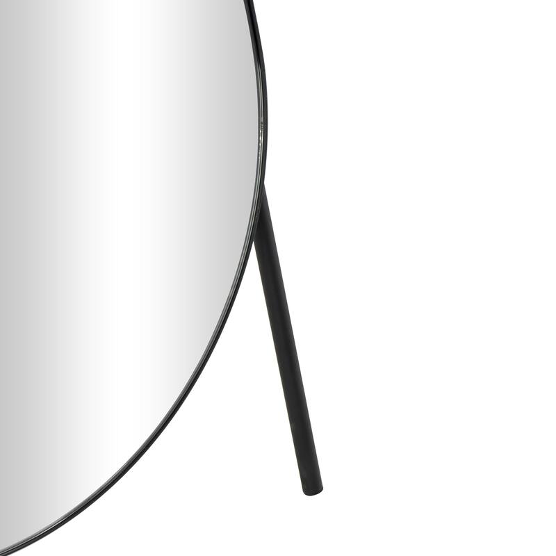 Metal Geometric Foldable Freestanding Minimalistic Oval Room Floor Mirror - Black - Roche River Decor