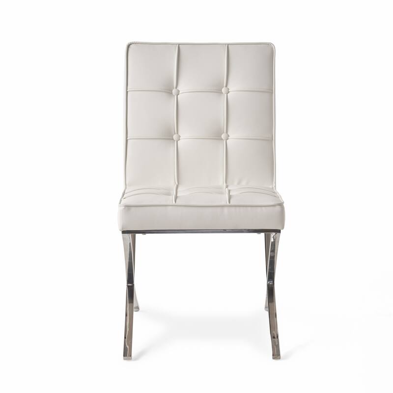 Milania Modern Button Tufted Bonded Leather Dining Chairs (Set of 2) by Christopher Knight Home