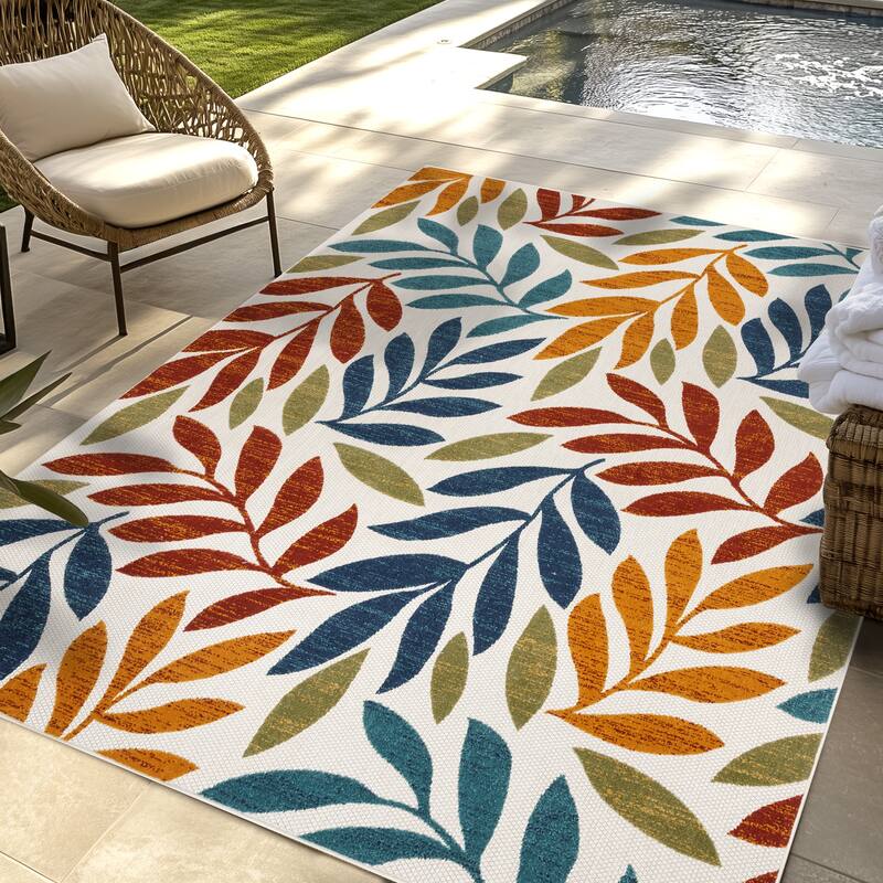 Gertmenian Kalari Modern Bold Multicolored High-Low UV Protected Polypropylene Woven Indoor/ Outdoor Area Rug Collection - 6'6"x9'6" - Maru Multi