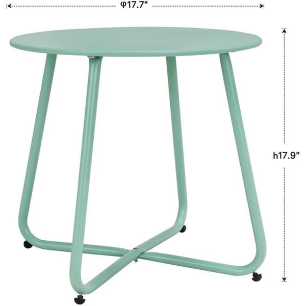 dimension image slide 2 of 4, Portable Steel Outdoor Patio Round Side Table Weather Resistant Round Table