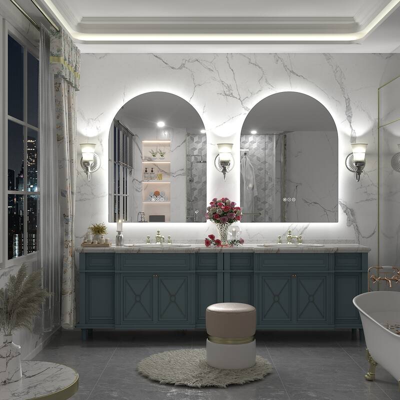 UL Certified Arched LED Anti-fog Tempered Glass Wall Bathroom Vanity Mirror