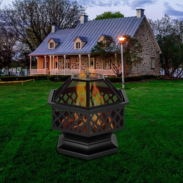 Shop 24" Hexagonal Shaped Iron Brazier Wood Burning Fire ...