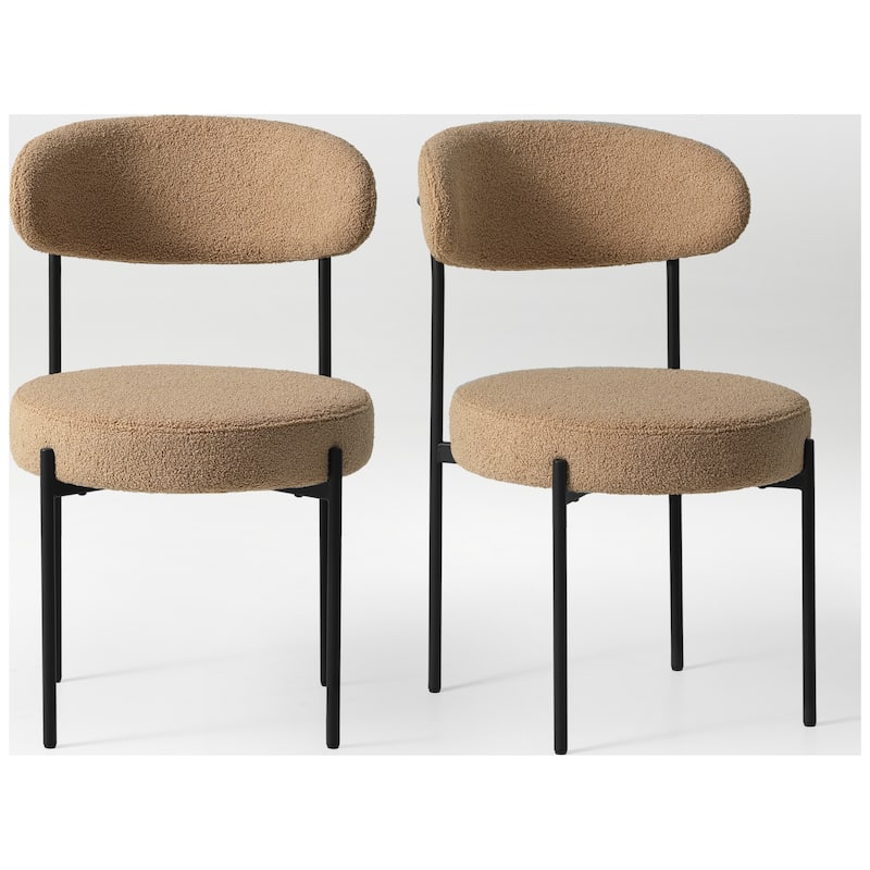 Bayville Mid-Century Curved Back Fabric Upholstered Metal Dining Chair (Set of 2)