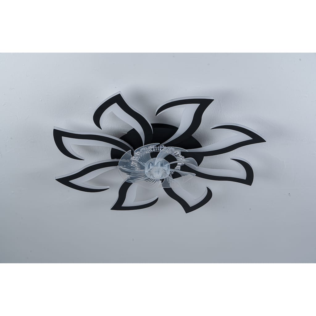 8 PCS Blades Modern Ceiling Fan with Remote Control,32"Ceiling Fan with Light,6 Speeds Low Profile Flush Mount Ceiling Fan