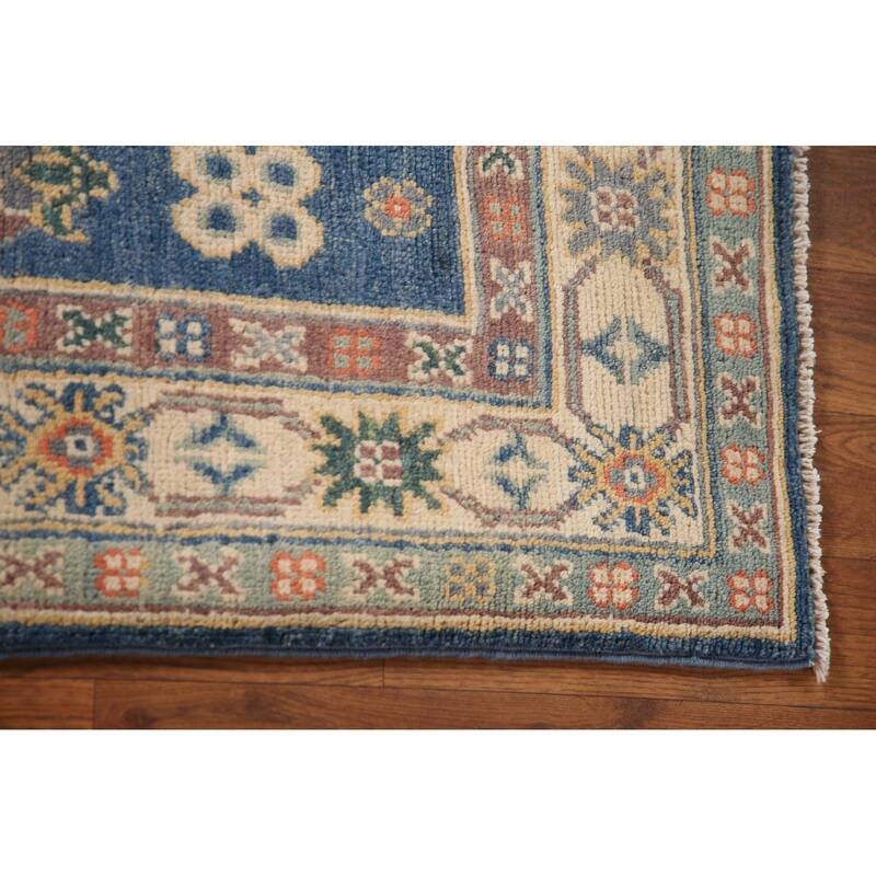 Blue Kazak Accent Rug Hand-Knotted Wool Carpet - 2'8" x 4'5"