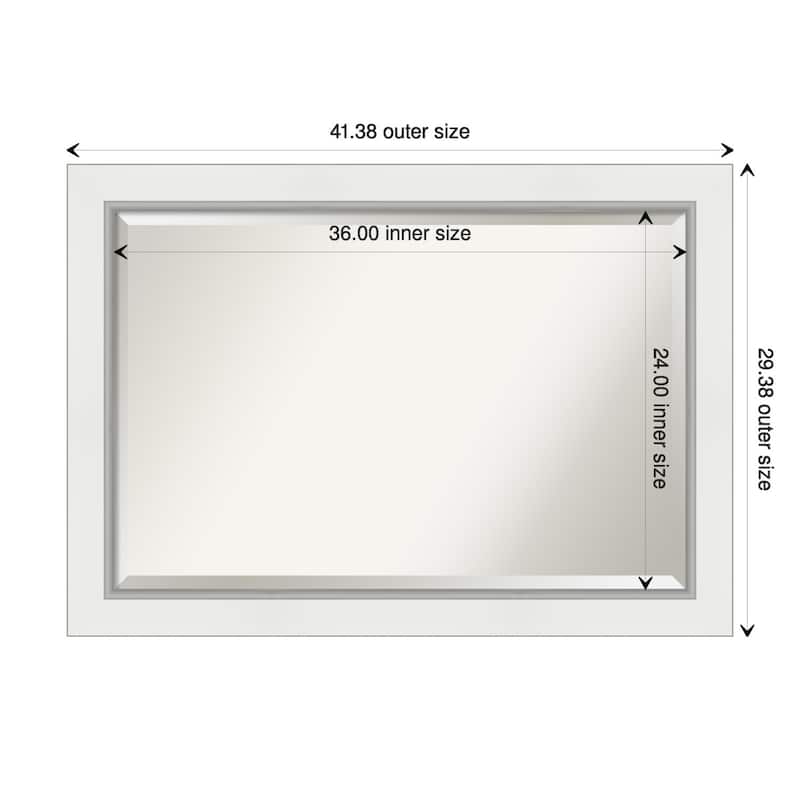 Beveled Wall Mirror - Eva Black Silver Frame - 41.5 x 29.5-inch - Eva White Silver
