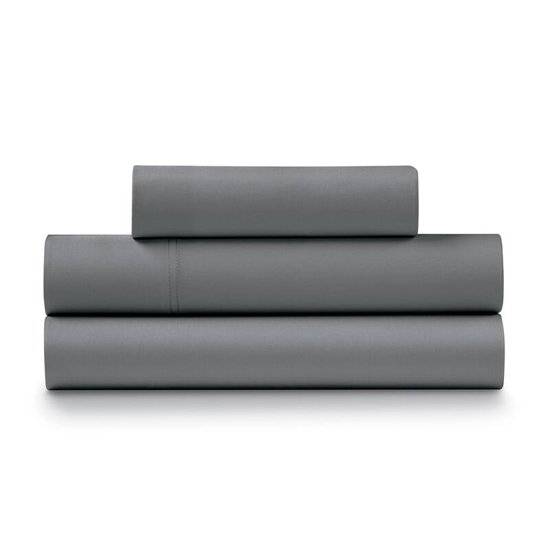 100% Cotton Percale Cool and Crisp Deep Pocket Sheet Set - Charcoal - Twin