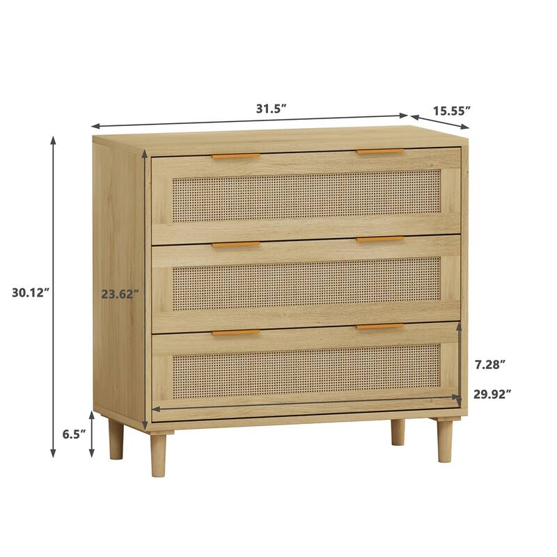 Rattan Storage Cabinet with 6 Drawers and Legs