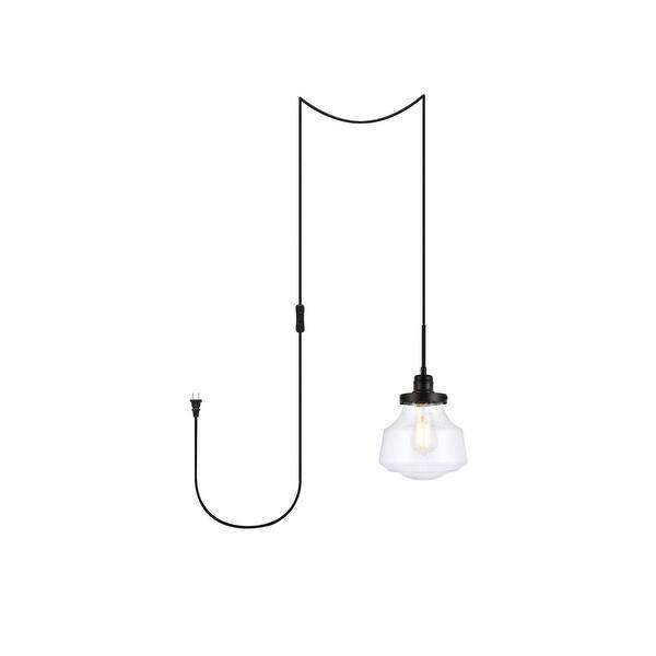 slide 2 of 20, Lina 1-Light Plug in Pendant with Clear Bubble Shade - Black - 8" Diameter