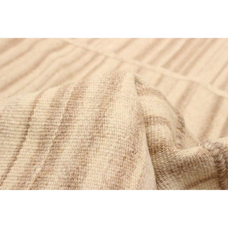 ECARPETGALLERY Flat-Weave Ankara FW Beige Wool Kilim - 5'1 x 8'1