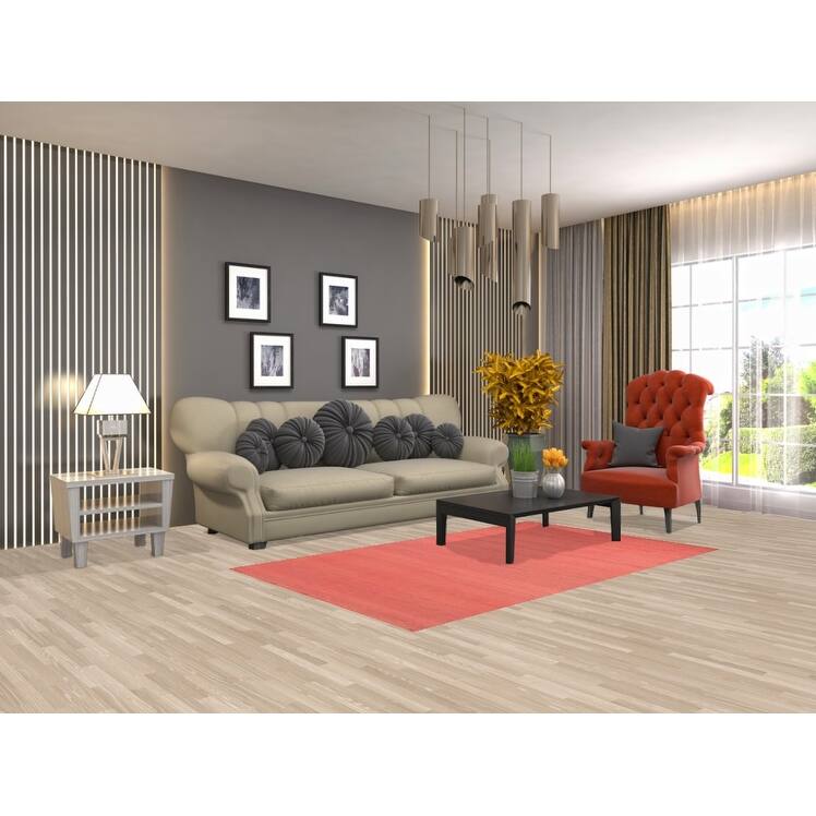 Pink Modern Gabbeh Oriental Area Rug Handmade Solid Wool Carpet - 3'11" x 6'7"